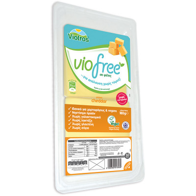 Τυρι Vegan Φετακι Cheddar Χωρις Γλουτενη & Λακτοζη 180gr Viofree Τυρι Vegan Φετακι Cheddar Χωρις Γλουτενη & Λακτοζη 180gr Viofree
